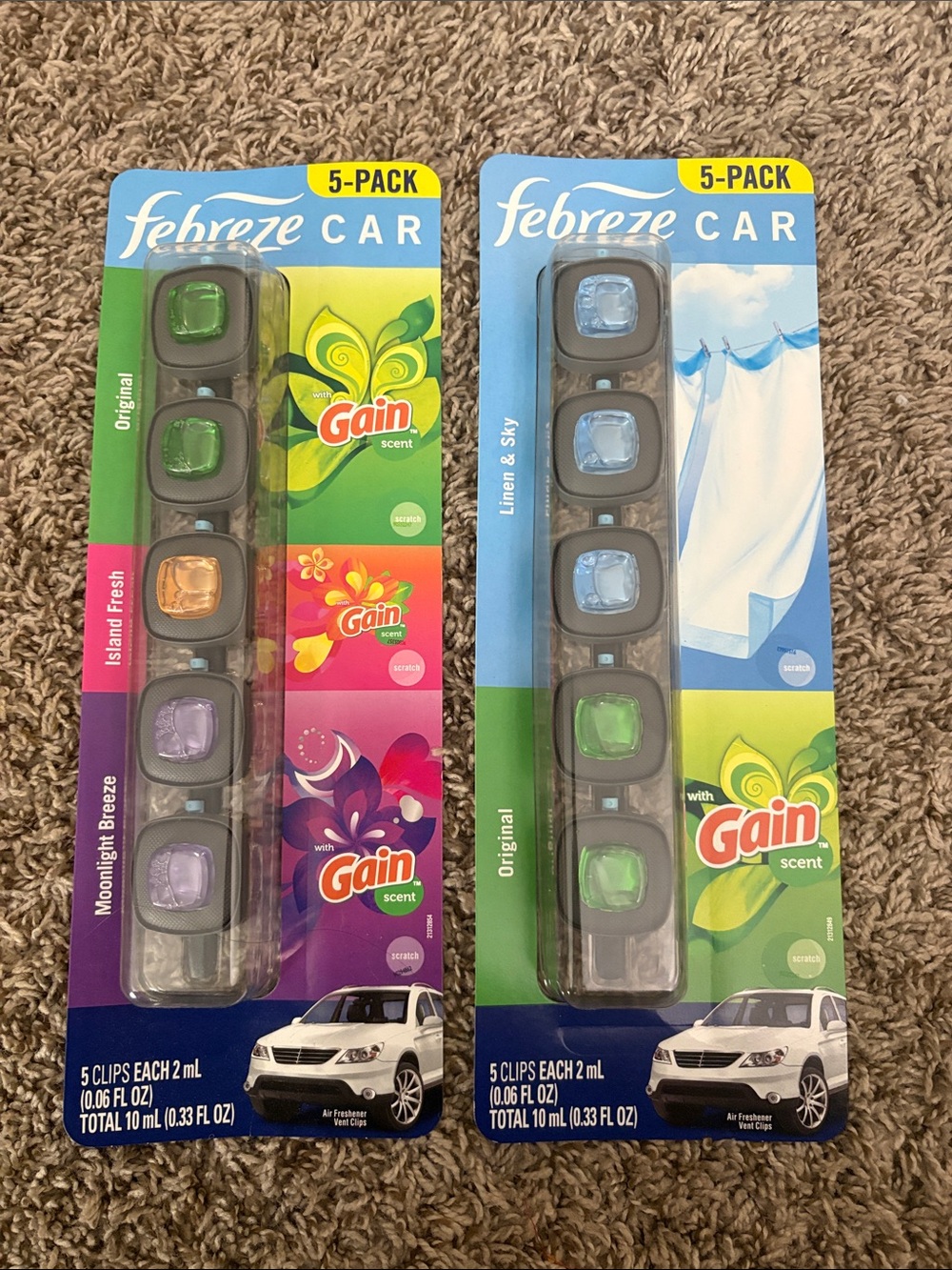 Febreze Car Air Freshener Clip Packs with Light Blue Accents
